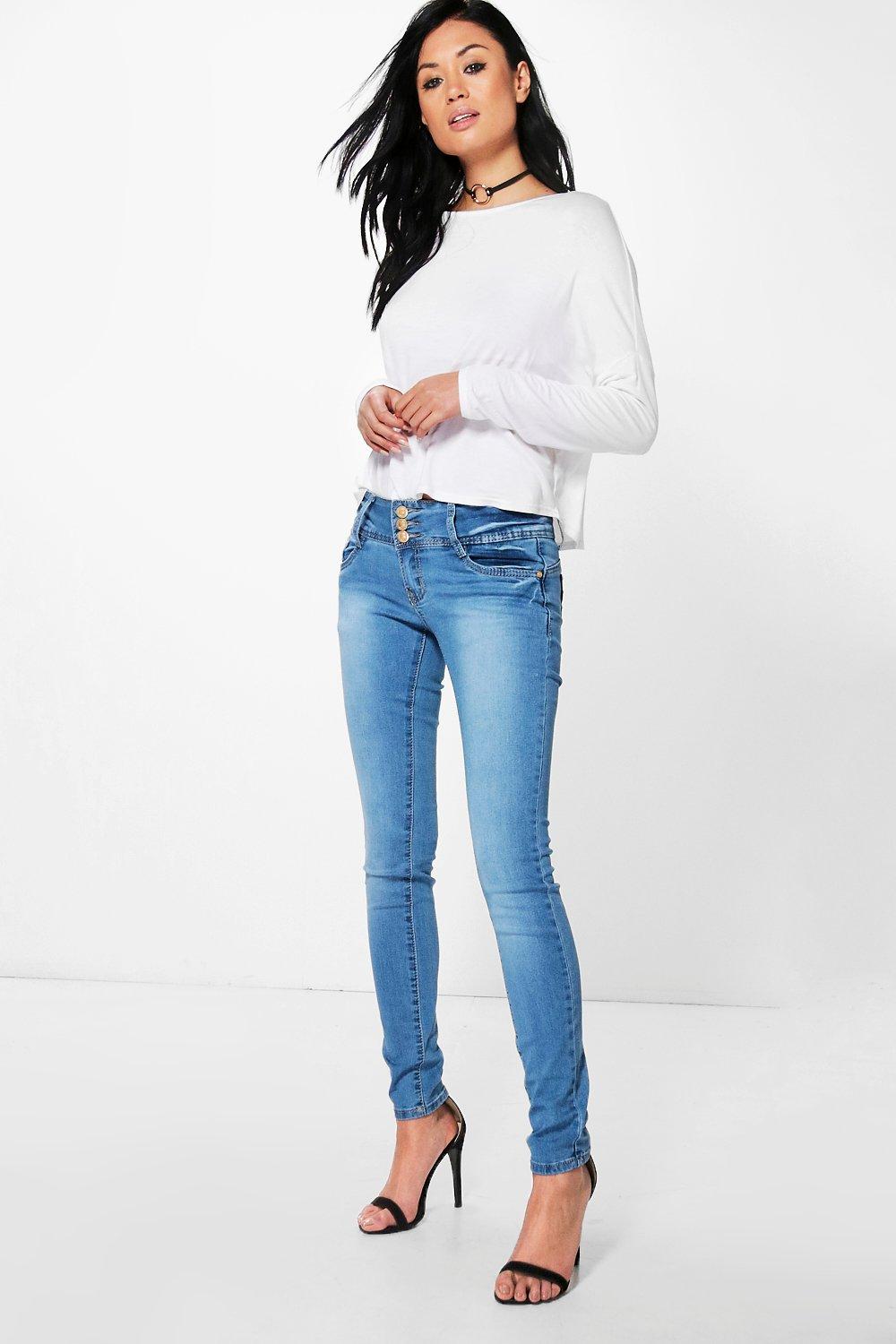 Triple button hot sale jeans